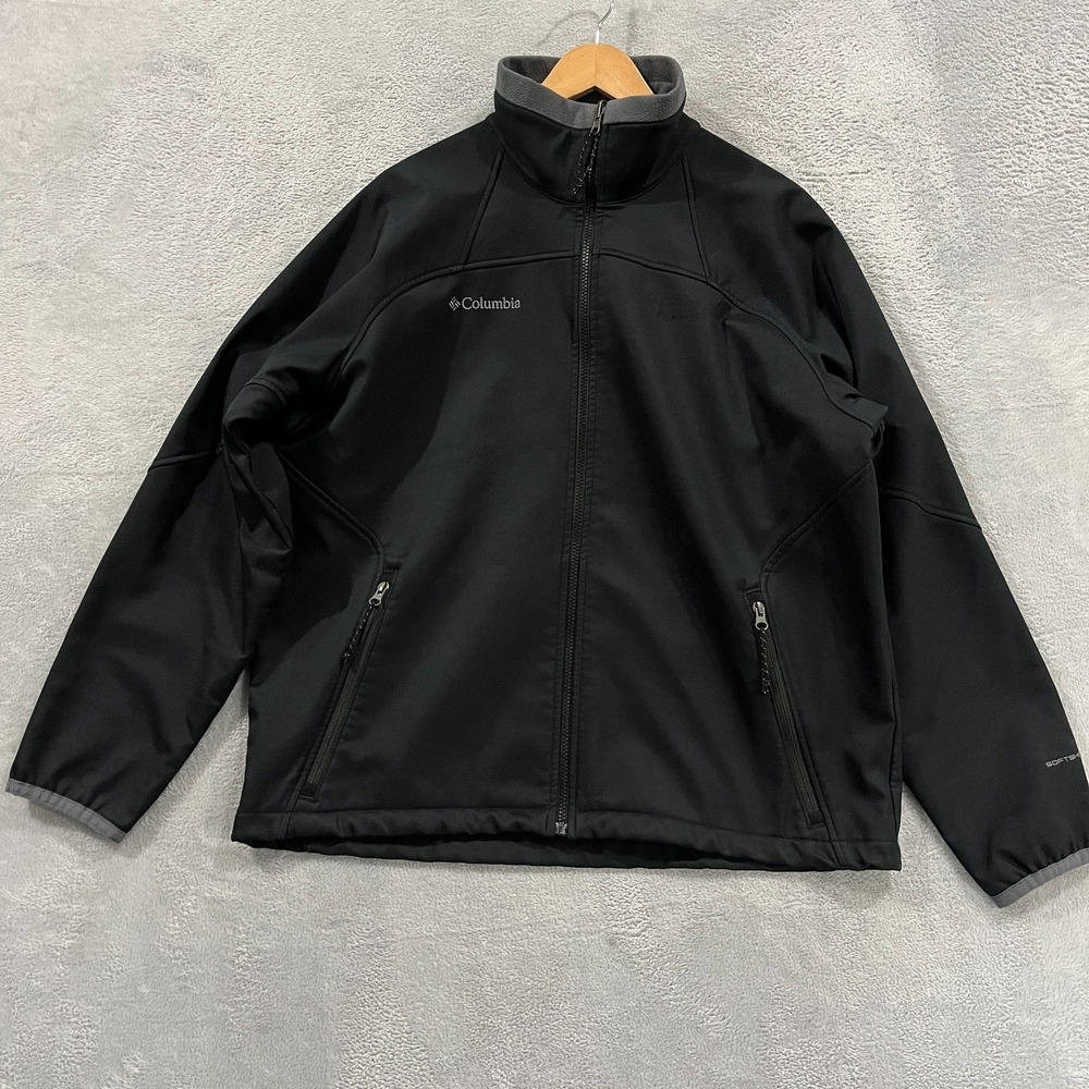Columbia Jacket Mens‎ Large Interchange Softshell Fleece Lined Black Full Zip